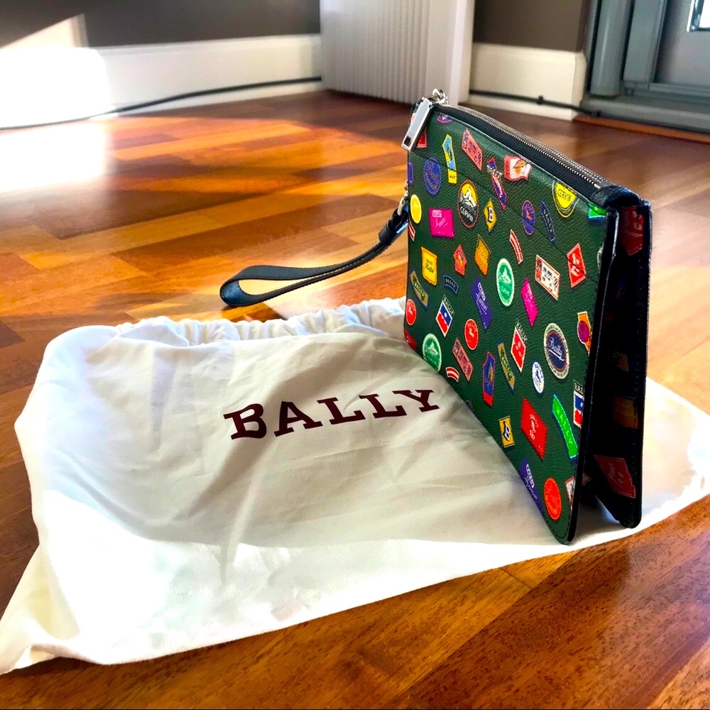 NWT! Bally Leather Clutch Bag Handbag Pouch